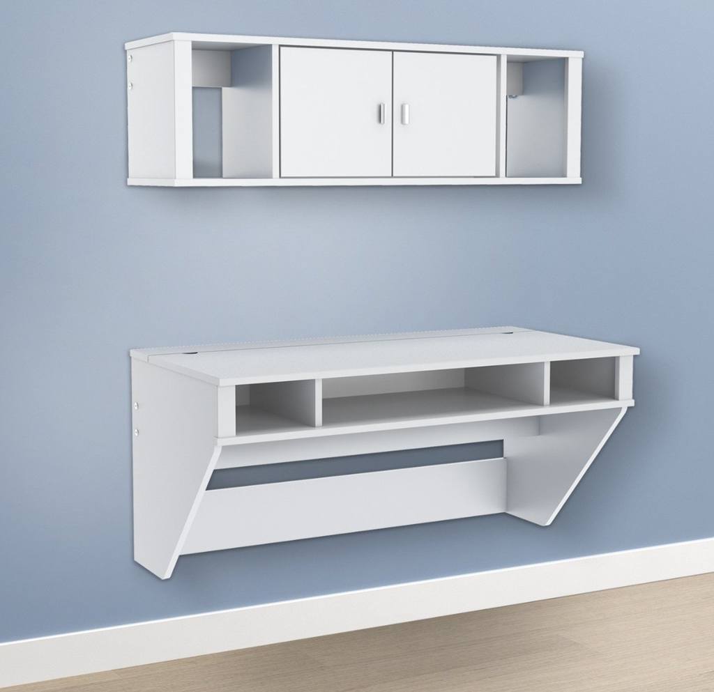 wall mounted desk with shelves photo - 8