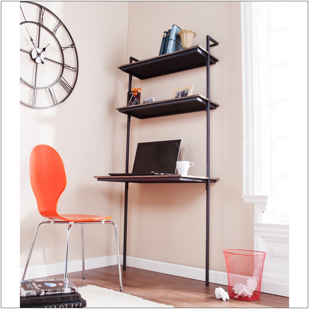 wall mounted shelves and desk photo - 9