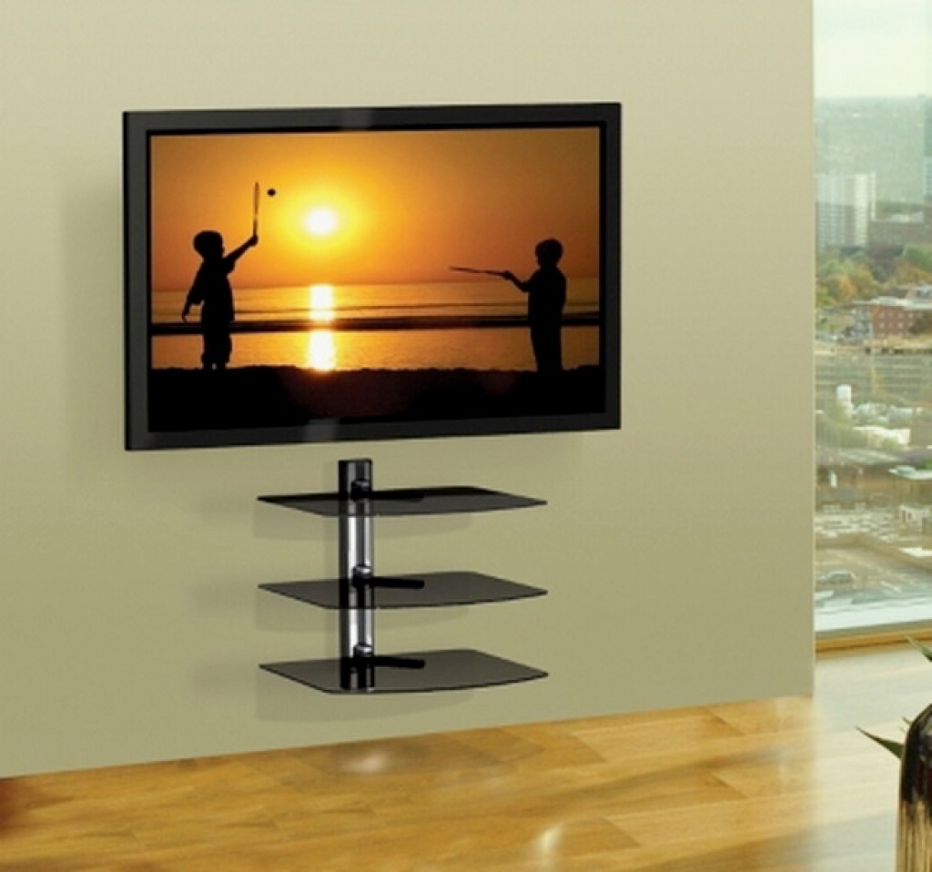 wall mounted shelves for tv photo - 10