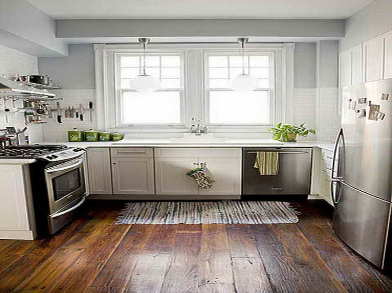white kitchen cabinets floor color photo - 1