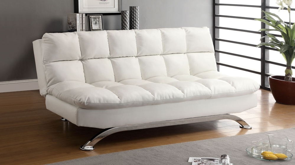 white leather sectional sofa bed photo - 2