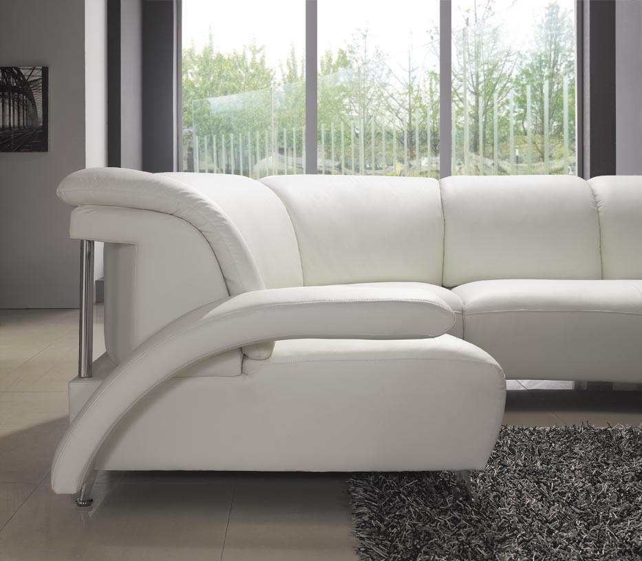 white modern sectional leather sofa photo - 2
