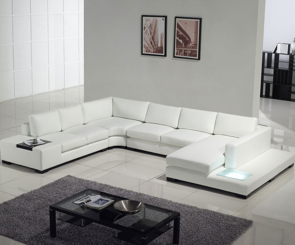 white modern sectional leather sofa photo - 3
