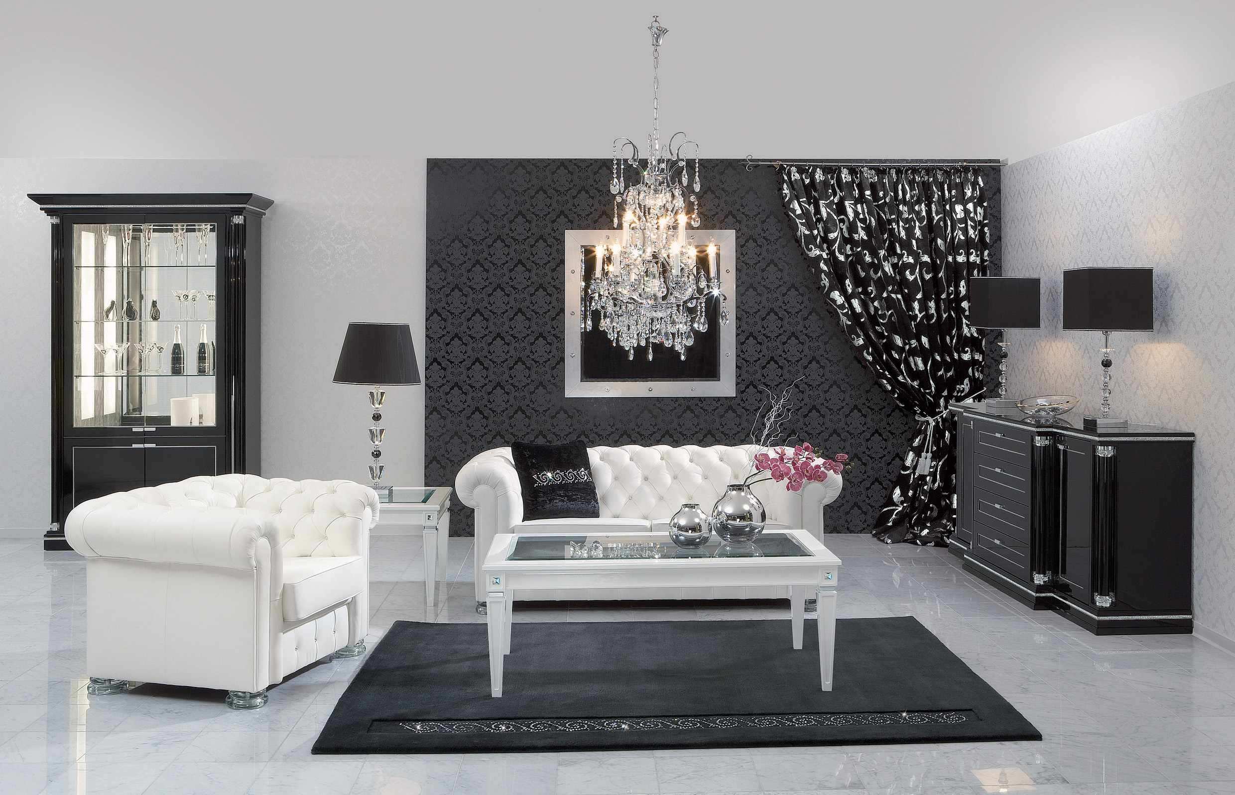 white room with black furniture photo - 9