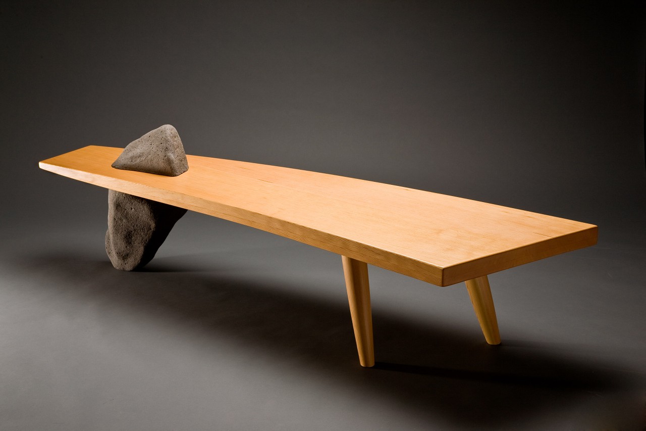 wood coffee table bench photo - 8