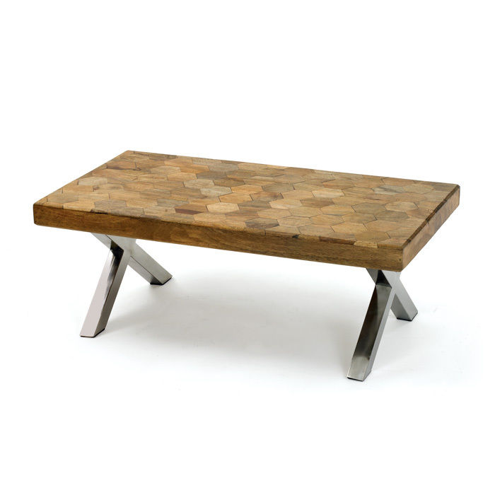 wood coffee table metal legs photo - 1