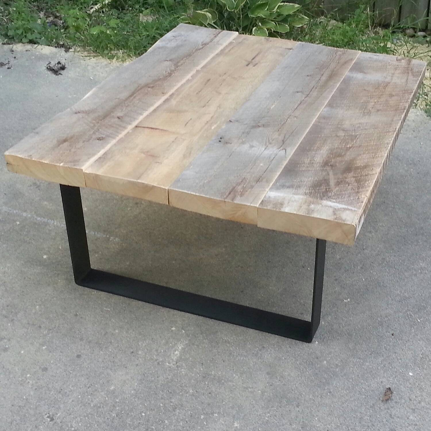 wood coffee table metal legs photo - 4