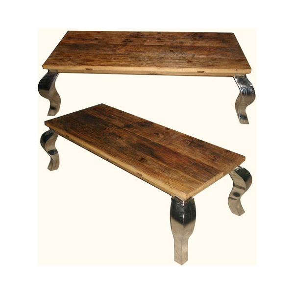 wood coffee table metal legs photo - 9