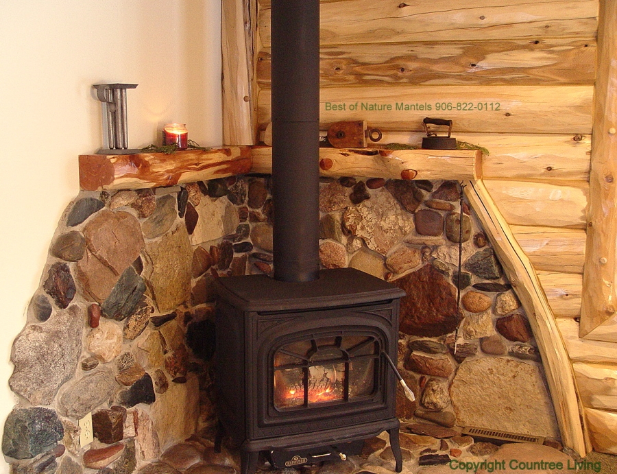 wood stove wall design ideas photo - 3