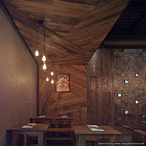 wood wall interior design photo - 2