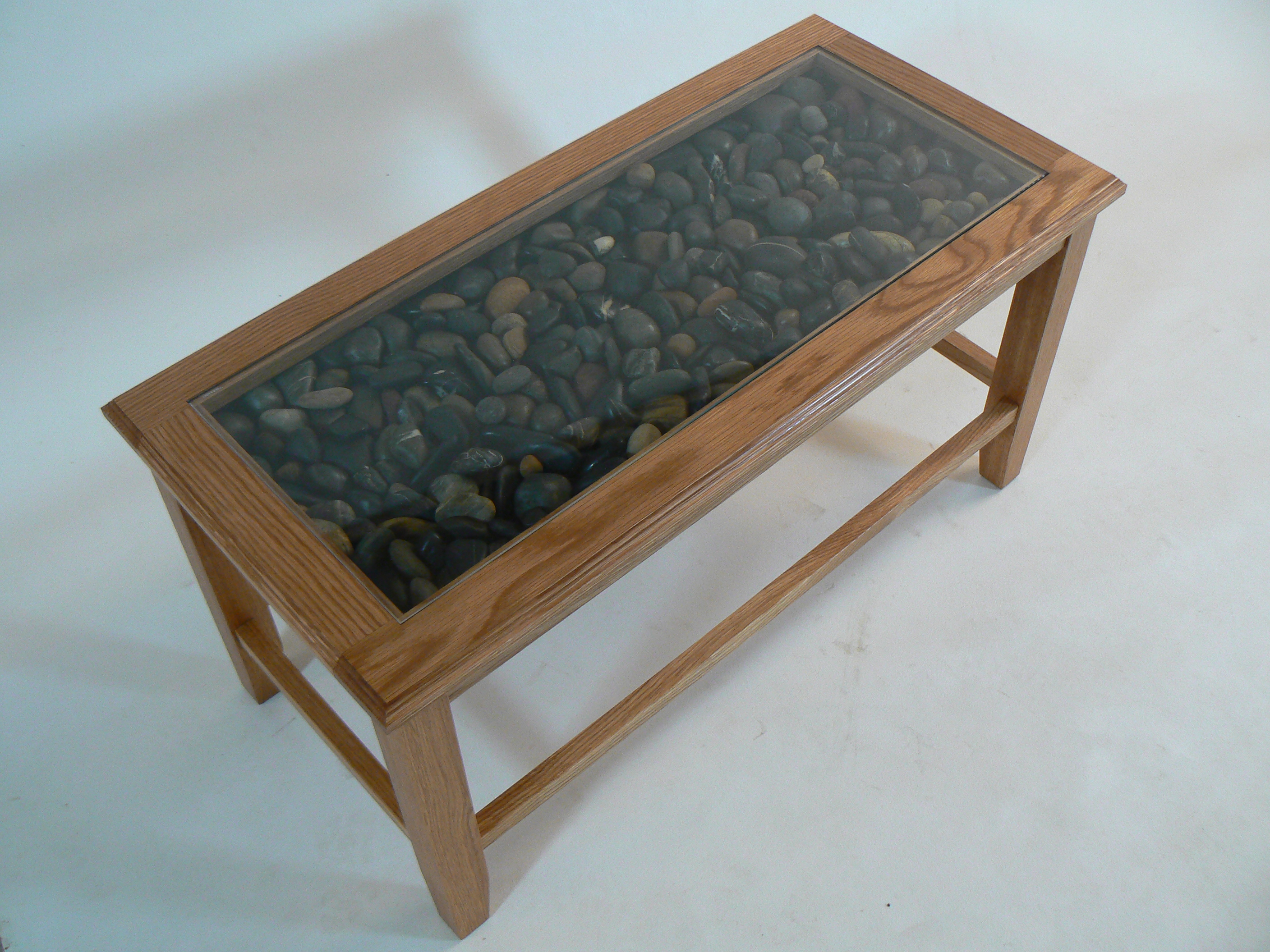 wooden coffee table designs with glass top photo - 2