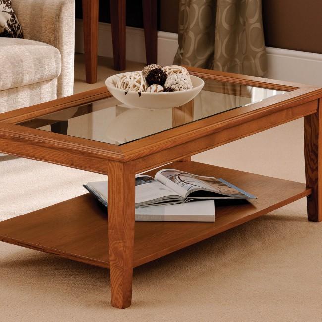 wooden coffee table designs with glass top photo - 4