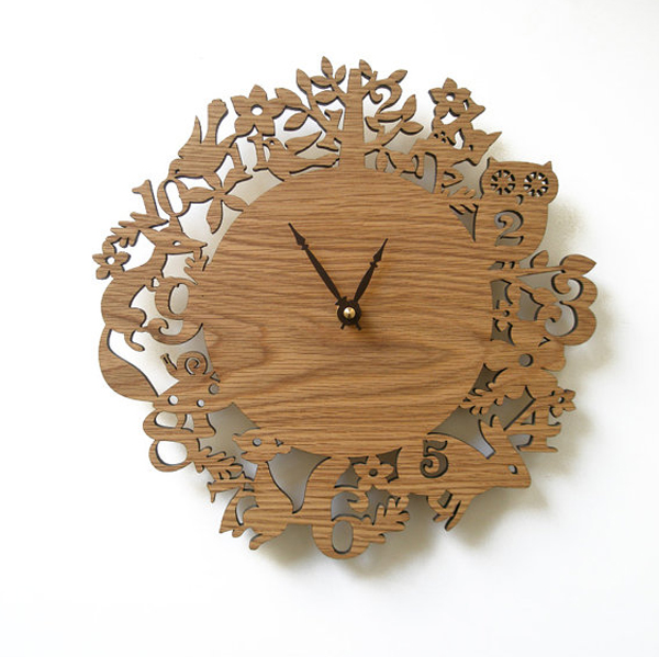 wooden decorative wall clock photo - 1