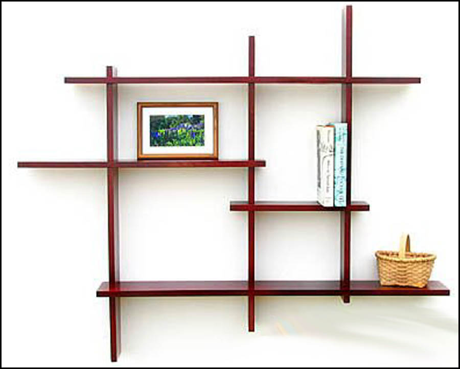 wooden wall shelf design photo - 4